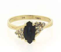 Attractive Marquise Blue Sapphire Yellow Gold Ring