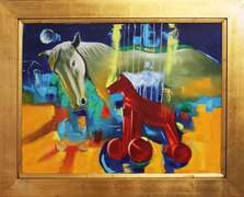 VERY COLLECTABLE AN ORIGINAL PAINTING BY R. MEDINS CABBALLOS  MEDINS CABBALLOS