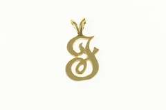 14K Yellow Gold F Ornate Cursive Monogram Name Initial Charm/Pendant