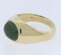 Beautiful Yellow Gold Green Stone Men's Ring
