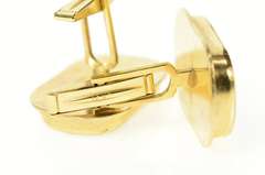 14K Yellow Gold Ornate Natural Raw Opal Inset Cuff Links