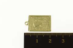 14K Yellow Gold Furstentum Liechtenstein Stamp Ornate Charm/Pendant