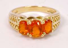 Breathtaking Mandarin Garnets Set in Ornate 14k Gold Ring