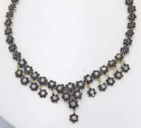 Sapphire and Diamond Flower Motif Necklace