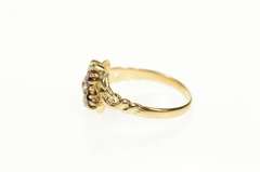 14K Yellow Gold Victorian Diamond Garnet Seed Pearl Statement Ring