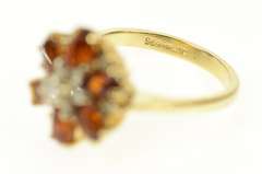 14K Yellow Gold Spessartite Garnet Diamond Halo Cocktail Ring