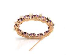 Retro 14kt YG Oval Amethyst and Pearl Brooch
