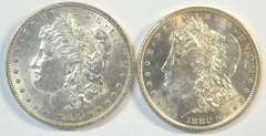 Choice BU 1880-P & 1880-S Morgan Silver Dollars