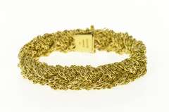 18K Yellow Gold Bvlgari Designer Woven Braid Chain Bracelet