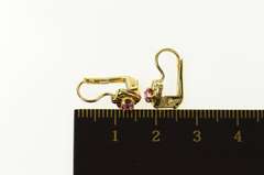 14K Yellow Gold Sim. Pink Sapphire Heart Dangle Lever Back Earrings