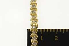 14K Yellow Gold 1.76 Ctw Diamond Classic Wavy Link Tennis Bracelet