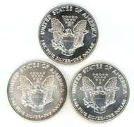 Better date Superb Gem BU 1987, 1992, & 1993 $1 Silver Eagles