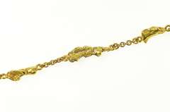 24K Yellow Gold Raw Textured Nugget Retro Statement Bracelet