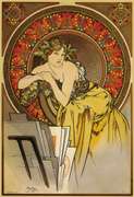 Alphonse Mucha Girl With Easel