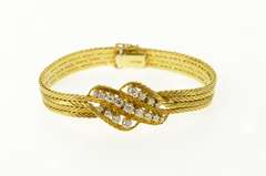 14K Yellow Gold 0.69 Ctw 1940's Diamond Wave Statement Bracelet