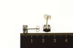 14K White Gold 1.40 Ctw Black Diamond Solitaire Stud Earrings