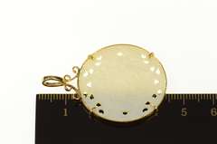 14K Yellow Gold Mother of Pearl Chinese Scene Medallion Pendant
