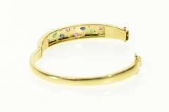 18K Yellow Gold 1.54 Ctw Diamond Emerald Ruby Bangle Bracelet