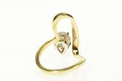 14K Yellow Gold Pear Solitaire Wavy Ornate Travel Engagement Ring