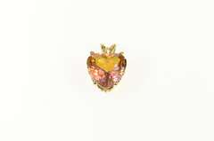 14K Yellow Gold Peach Mystic Topaz Heart Solitaire Pendant