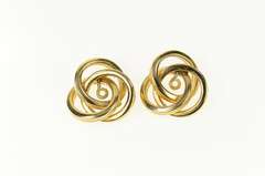 14K Yellow Gold Retro Twist Circle Stud Enhancer Earring Jackets