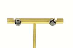 14K White Gold 1.40 Ctw Black Diamond Solitaire Stud Earrings