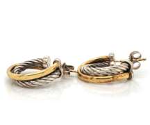Chic Two-Tone David Yurman Small Cable Crossover Hoops
