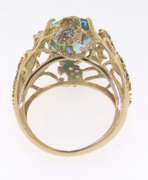 Powerful Blue Topaz, Amethyst, Peridot and Citrine Yellow Gold Ring