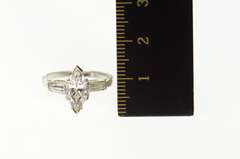 14K White Gold Three Stone Marquise Travel Engagement Ring