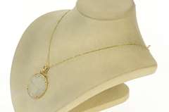 14K Yellow Gold Mother of Pearl Chinese Scene Medallion Pendant