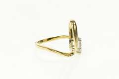 14K Yellow Gold Pear Solitaire Wavy Ornate Travel Engagement Ring