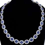 Ravishing Tanzanite & Sapphire Necklace in Sterling Silver