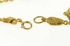 24K Yellow Gold Raw Textured Nugget Retro Statement Bracelet