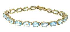 Gorgeous Yellow Gold Natural Blue Topaz Bracelet