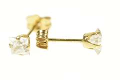 14K Yellow Gold Princess Squared Cubic Zirconia Stud Earrings