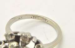 LADIES 14 KT VINTAGE WHITE GOLD DIAMOND PYRAMID RING