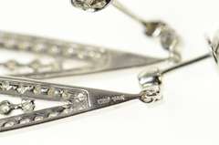 14K White Gold Pear Pave Diamond Encrusted Dangle Earrings