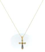 Gorgeous Yellow Gold Cubic Zirconia Cross Pendant on Chain