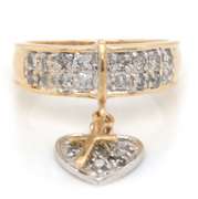 Favorite Yellow Gold Diamond Band w Heart Charm