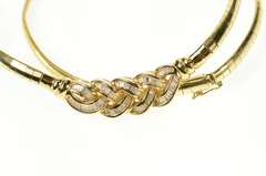 14K Yellow Gold 1.60 Ctw Baguette Diamond Braid Omega Necklace