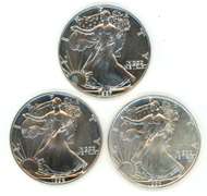 Better date Superb Gem BU 1987, 1992, & 1993 $1 Silver Eagles