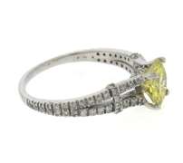 Sepctacular White Gold Irradiated Yellow Diamond Engagement Ring