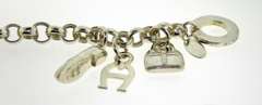 Sterling Silver Etienne Aigner Charm Link Bracelet