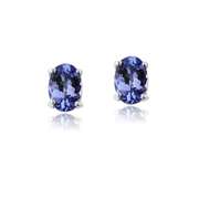 Sterling Silver 0.60ct Tanzanite 5x3 Oval Stud Earrings