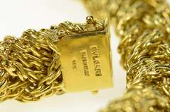 18K Yellow Gold Bvlgari Designer Woven Braid Chain Bracelet