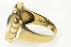 10K Yellow Gold Black Onyx Diamond Retro Men's Statement Ring