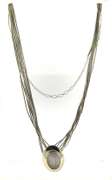 Sterling Silver Multi Strands Tube Chain With Pendant