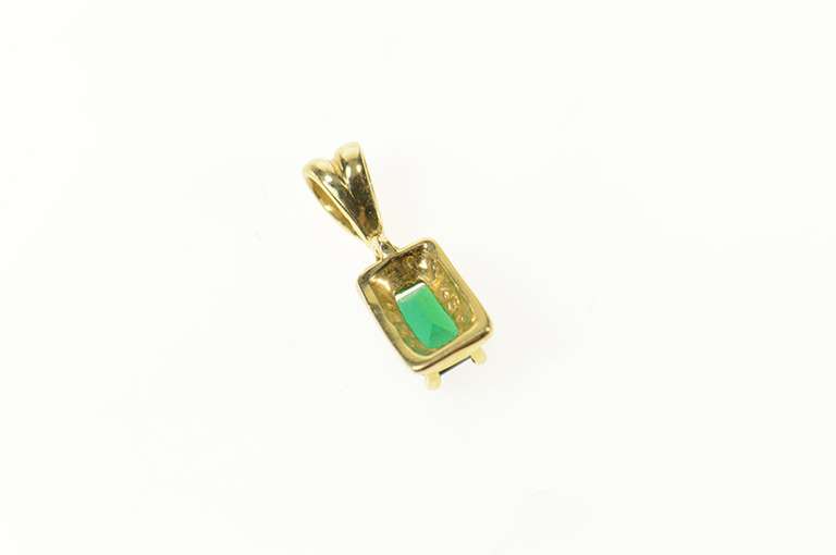 14K Yellow Gold Natural Emerald Diamond Accent Classic Pendant