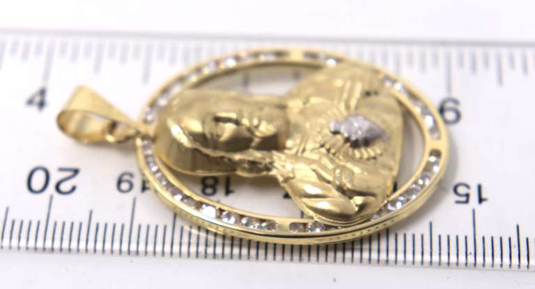 Yellow Gold Jesus Pendant with Cubic Zirconia