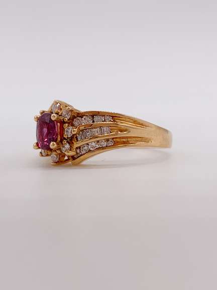 18kt Yellow Gold, Ruby, & Diamond Ring
